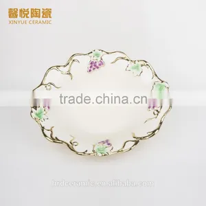 Stock Fashion Golden Ceramic Plate/ceramic Diet Plate on Sale thumbnail-3