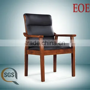 Leather Office Wooden Chair Conference Chair Oak Wood Conference Chair thumbnail-1