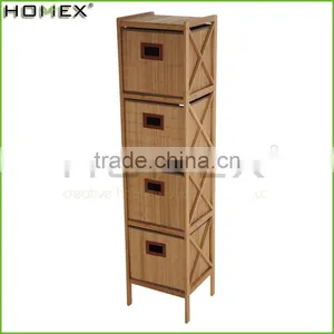 Bamboo Bathroom Storage Shelf Rack With 4 Drawers/Shower Shelf Tower/Homex_FSC/BSCI Factory thumbnail-1