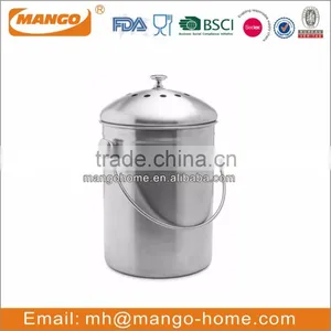 White Powder Coating Iron Metal Compost Bucket With Lid thumbnail-2
