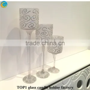 Clear Glass Long Stemmed Hurricane Candle Holder for Wedding thumbnail-4