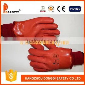 DDSAFETY Hot Sale Orange Pvc Glove With Acrylic Boa Liner thumbnail-1