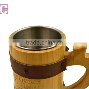 Customized Wooden Beer Cup With Stainless Steel thumbnail-2