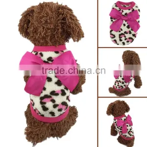 Pink Color Pet Dog Puppy Cat Winter Leopard Clothes Cute T-Shirt Soft Warm Coat Hot Selling thumbnail-1