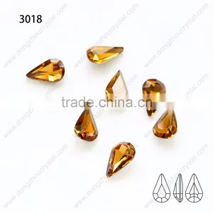K9 Crystal Smoke Topaz Tear Drop Point Back Chaton Stone Jewelry Glass Stone thumbnail-1