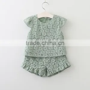 2017 Online Wholesale Baby Clothes Girls Lace Clothing Set for Summer thumbnail-3