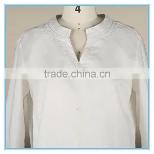Woman Clothing Spring 2016 New Design Normal White Linen Cotton Blouse thumbnail-2