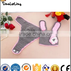 Baby Handmade Knitted Rabbit Crochet Animal Hat Photography Props thumbnail-1