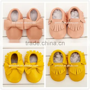 Two Style Baby Toddler Cute Moccasin Indoor Infant Comfortable Soft Leather Sole Shoes thumbnail-1