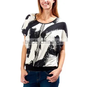 Loose t Shirt All Printed Black and White thumbnail-1