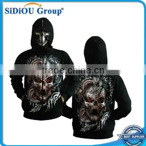 OEM Zipper Full Printing Punk Skull Digital Custom Printed 3D Hoodies thumbnail-1