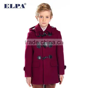 ELPA Tan Wool Long Slim Fit Winter Overcoat With Removable Cap for Boy thumbnail-2