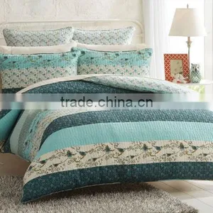 Printed Birds & Plain And Floral Panels Quilt Cover thumbnail-1