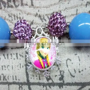 Turquoise Acrylic Bead Princess Chunky Necklace With Pendant thumbnail-6