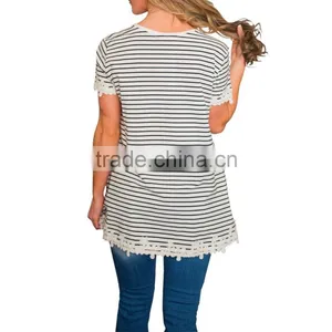 Summer Women Top Fashion Short Sleeve Ladies Striped Shirt Blouse 2017 thumbnail-3