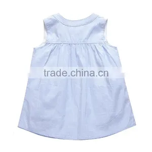 Frock Design Swing Vest Dresses Pictures Summer Denim Blue Cotton Baby Dress Girls thumbnail-2