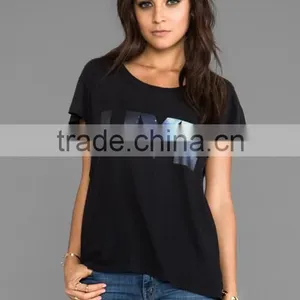 Silver Foil Printing T-shirts 80% Cotton 20% Polyester thumbnail-1