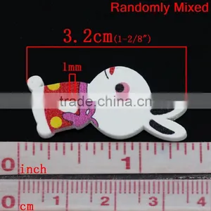 Cheap Wholesale Scrapbooking Rabbit Animal Mixed 2 Holes Wood Sewing Buttons thumbnail-2