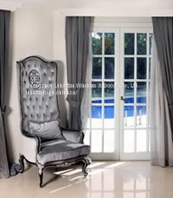 PVC Double Panels French Casement Door With Grills thumbnail-1