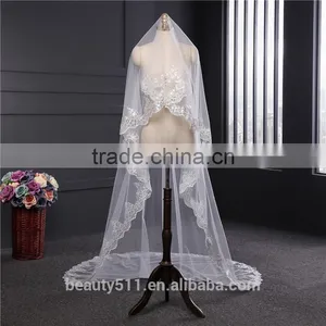 2017 Wholesale New Grance Long Lace Bridal Wedding Veil Fashionable Long Tulle HL23 thumbnail-5