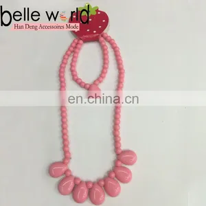 Cute Girls Kids Plastic Heart Beads Elastic Necklace Bracelet Kid Jewellery Set Wholesale thumbnail-1