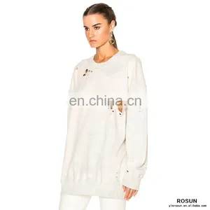 Pullover Crew Neck Destoryed Plus Oversized Knit Jumper thumbnail-3