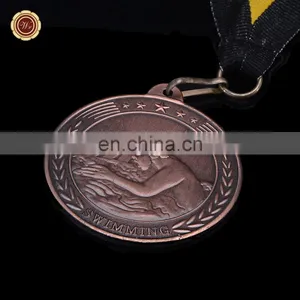 Wr High Quality Custom Sports Metal Medal for Awards Bronze Swimming Medal With Ribbon thumbnail-1