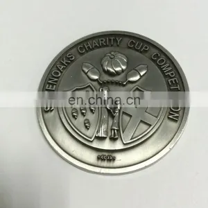 Zinc Alloy Casting Coin Antique Silver Custom Coin With Logo of Football League thumbnail-4