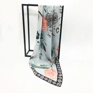 Custom Logo Design Digital Printing On Silk Scarf thumbnail-1