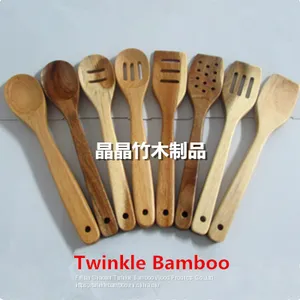 Bamboo Spoon Set Burned /Wholesale Engraved Bamboo Utensil/bambu Cooking Spatula Burned thumbnail-2