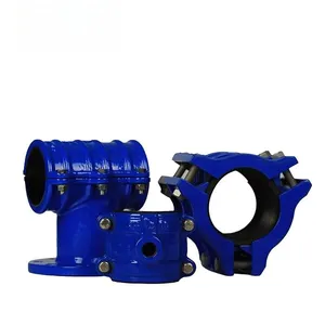DN125 Ductile Iron Drain Saddle Clamp Flanged Saddle Tapping Saddle for Ductile Cast Iron Pipe thumbnail-1
