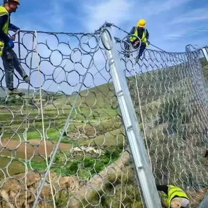 Rockfall Barrier Galvanized Steel Rope Mesh Flexible Ring Net 300/350mm Diameter for Road Slope Safety Cutting Bending Services thumbnail-1