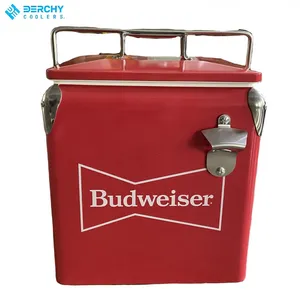 Portable 13L Mini Metal Cooler Box Stainless Steel Insulated Ice Cooler For Picnic Car Travel Small Beer Cool Box Custom Color thumbnail-1