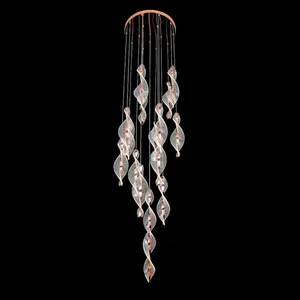 Cascade Staircase Chandelier – Twisted Acrylic Spiral LED thumbnail-4