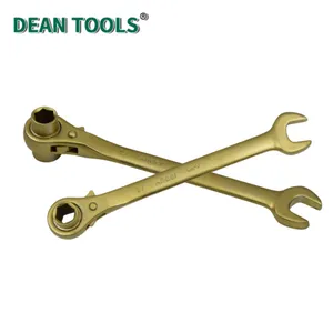Non-Sparking Ratchet Combination Wrench,Ratcheting Wrench,Gear Spanner, Aluminum Bronze Alloy thumbnail-1