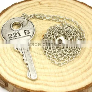 Best Selling Fashion Factory Jewellry Silver Plated Key Pendant Necklace thumbnail-6