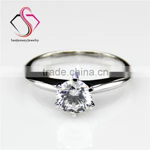 Round Cut Moissanite 6 Prong Solitaire 1 Carat 6.5mm Center 14k White Yellow Gold Diamond Engagement Ring thumbnail-1