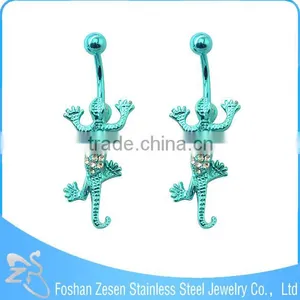 Factory Wholesale Hypoallergenic White cz Rainbow Navel Piercing Lizard Rings thumbnail-2