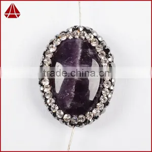 Wholesale Natural Raw Uraguay Amethyst Beads Boho CZ Jewelry, Black Rosary Druzy Amethyst Beads With Zircon Pave Cap thumbnail-2