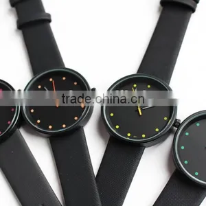 Slim Men Leather Quartz Watch Custom Logo Leather Watches Cheap Version New Arrival Black Leather Band Watches thumbnail-1