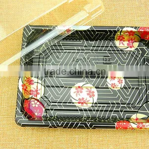 OPS Plastic Disposable Embossing Sushi Box Container Tray With Clear Lid thumbnail-3