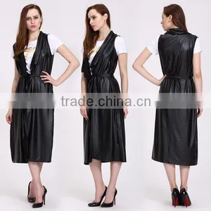 Wholesale Hot Selling Products Black Sleeveless Coat Women Fashion Long Coats in Guangzhou thumbnail-2