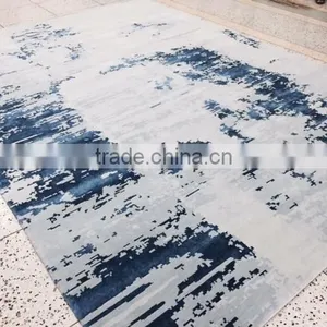 1167 Erased,Ivory-Lt.Blue Handmade Carpets Made With Wool & Silk thumbnail-1