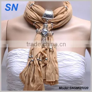 Large Diamond Cross Pendant Charm Necklace Scarve thumbnail-1