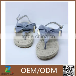 2016 Latest Lady Flat Sandal Shoes Comfortable Powderblue Sandal Shoes With Bowknot for Ladies thumbnail-1