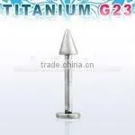 Titanium G23 Labret - 16g, 5/16" or 3/8", 3mm Cones thumbnail-1