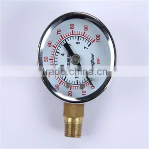 Durable Light Weight Easy To Read Clear 4"Double Needle Pressure Gauge thumbnail-1