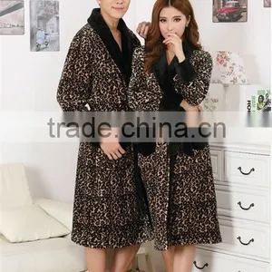 2015 New Design Coral Fleece Sexy Leopard Bathrobe thumbnail-2