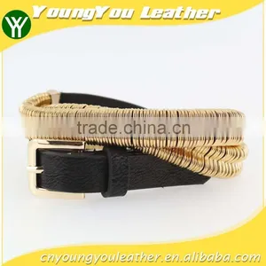 2015 Fashion Dress PU Belt With Shiny Gold Metal Accessories in Yiwu thumbnail-1