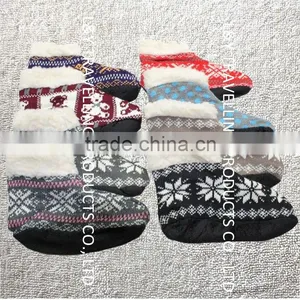New Ladies Girls Knitted Lined Anti Slip/Skid Indoor Ankle Boot Slipper Socks Non Slip Ankle Socks thumbnail-1